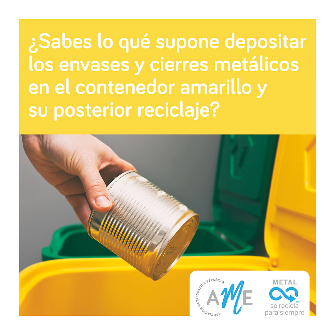 ¿Sabías que reciclar envases y cierres metálicos en el contenedor amarillo ayuda al planeta? ♻️ El metal es 100% reciclable y conserva sus propiedades, evitando extraer nuevos recursos.

¡Reciclemos por un futuro sostenible! 🌍

#ElMetalSeReciclaParaSiempre #AME #Sostenibilidad