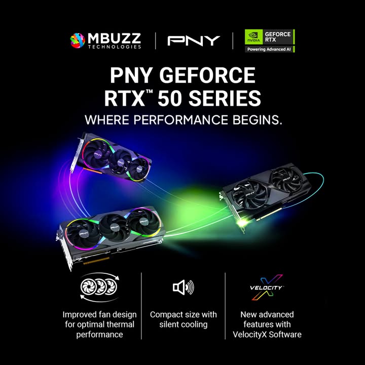 MBUZZ, with PNY, is bringing the future of AI to the region with NVIDIA Blackwell, DLSS 4, GDDR7, and NVIDIA Studio.

🚀 The PNY RTX 50 Series GPUs deliver next-gen power for gamers, creators, SMBs, and professionals

📩 Contact
💬zurl.co/zHO9

#RTX50Series #PNY #MBUZZ