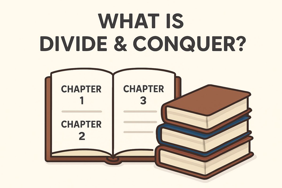 🧩 What is Divide &amp; Conquer in algorithms?

Think of preparing for exams 📚

1️⃣ Divide → Split the syllabus into chapters
2️⃣ Conquer → Study each chapter individually
3️⃣ Combine → Put it all together, and you’re ready for the whole exam

That’s the essence of Divide &amp; Conquer: