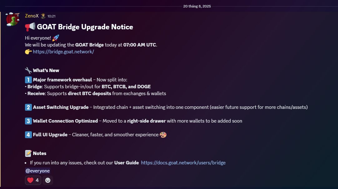 Nguyễn Trọng Tú GOAT🟡 (@ngtucrypto) on Twitter photo Some upgrades are just different.
<a href="/GOATRollup/">GOAT Network 🟡</a> Bridge will be upgraded soon.
The bridge and receive framework.
Asset conversion is now more compact, chain + asset in one step.
Wallet connects side drawer, more wallets coming soon.
The new UI is smooth, fast, easy to use. Some upgrades are just different.
<a href="/GOATRollup/">GOAT Network 🟡</a> Bridge will be upgraded soon.
The bridge and receive framework.
Asset conversion is now more compact, chain + asset in one step.
Wallet connects side drawer, more wallets coming soon.
The new UI is smooth, fast, easy to use.