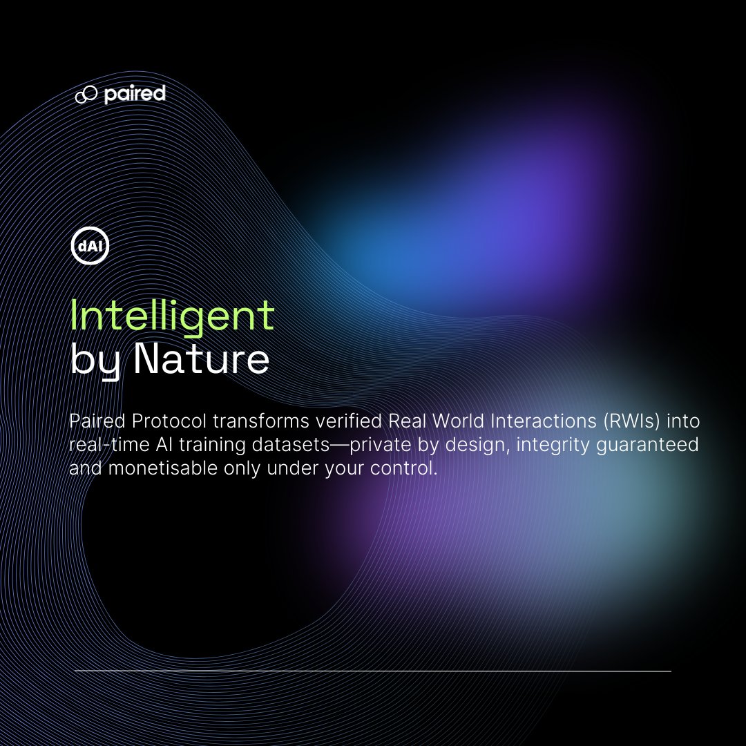 PairedWorld's tweet image. Turn everyday interactions into AI gold. Paired Protocol creates secure datasets from real-world moments, giving you full control over insights and earnings.
#DecentralizedAI #DataMonetization #FutureOfAI