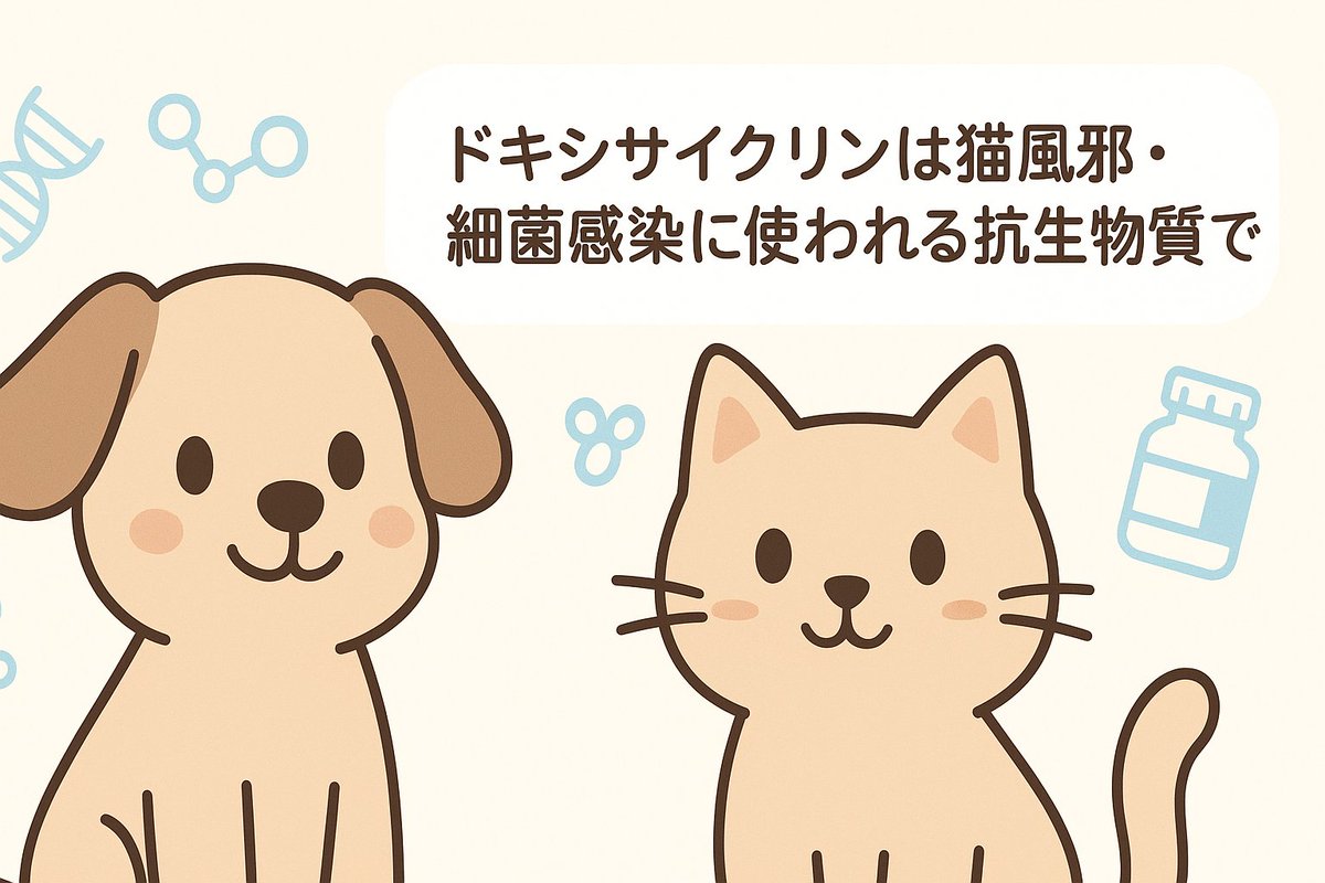 petkusuri's tweet image. 💡成分ミニ知識💡
ドキシサイクリン（ビブラマイシン）は、
細菌のタンパク質合成を阻害し増殖を防ぐ
テトラサイクリン系抗生物質です。
猫風邪の症状に細菌感染が併発している場合などに使われることがあります🐶🐱

▶こちらからチェック👇
petkusuri.com/?gasearch=tag&amp;amp;…
#犬の健康 #猫の健康 #猫風邪