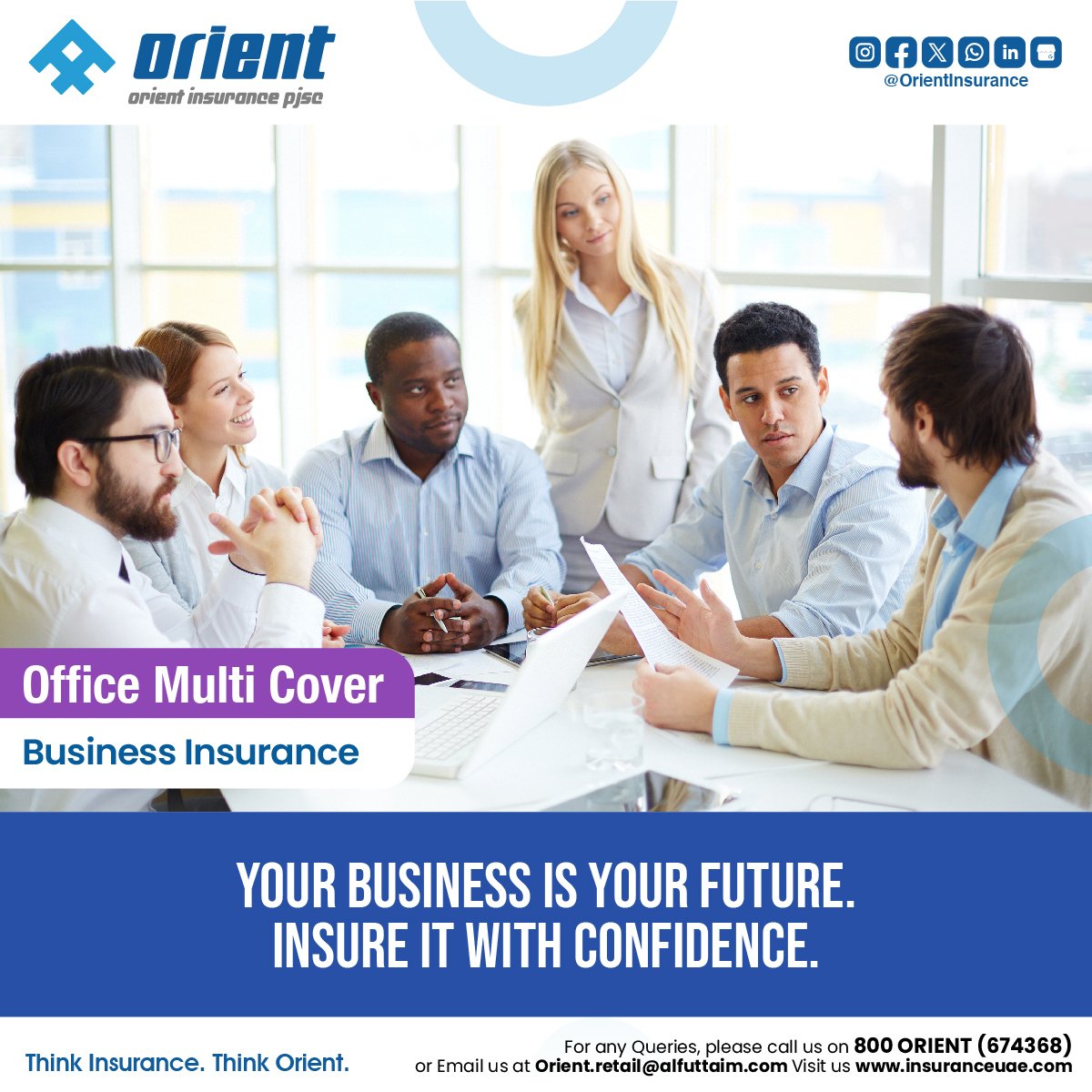 OrientInsurance's tweet image. Protect your business with Orient’s Office Multicover—covering Workmen’s Compensation, Liability &amp;amp; Property risks. 

Buy Now: zurl.co/u56bh 

Call 800 ORIENT or email orient.retail@alfuttaim.com 

#OrientInsurance #OfficeMulticover #OfficeInsurance