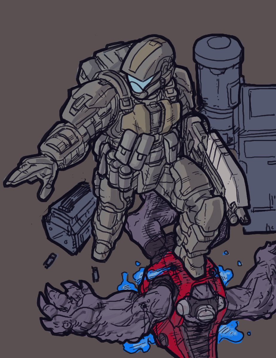 #ODST 

Drew this in celebration for the #HaloODST and #Helldivers2 collab!

Hopefully ill be able to afford the game when it comes out!