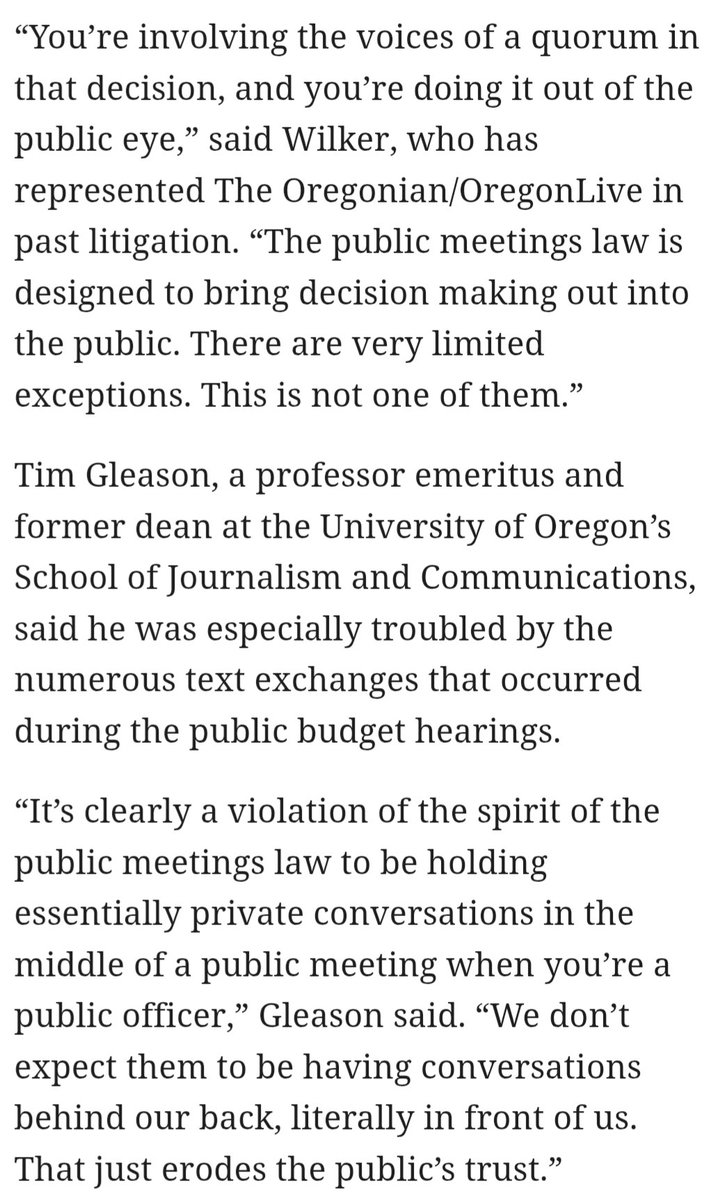 Per the first article: “The public meetings law is designed to bring decision making out into the public."