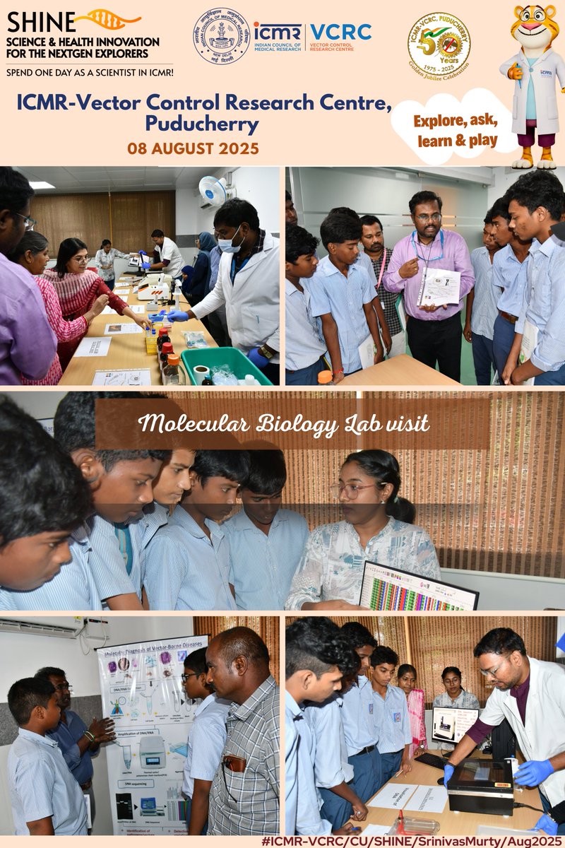 ICMRNIVCR's tweet photo. The next generation of scientists is here! We're inspired by the young minds who joined us for ICMR-SHINE. Their energy and curiosity were contagious! We hope we #Ignitedminds @ICMRDELHI
#ICMRSHINE #SHINEatICMR #ScienceOutreach #NextGenExplorers #HealthResearch #FutureScientists https://t.co/rSRUCPTMC4