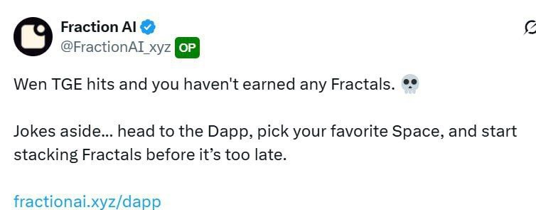 Mahmud Hasan Razu (@sikdermahmud79) on Twitter photo The clock is ticking… ⏳
When $FAPS TGE finally arrives, everyone will be asking the same question:
“Did I earn enough before the launch?”
<a href="/FractionAI_xyz/">Fraction AI</a>
Those stacking FAPS early already know the edge they’re building—
Every point counts, every streak matters, every day The clock is ticking… ⏳
When $FAPS TGE finally arrives, everyone will be asking the same question:
“Did I earn enough before the launch?”
<a href="/FractionAI_xyz/">Fraction AI</a>
Those stacking FAPS early already know the edge they’re building—
Every point counts, every streak matters, every day