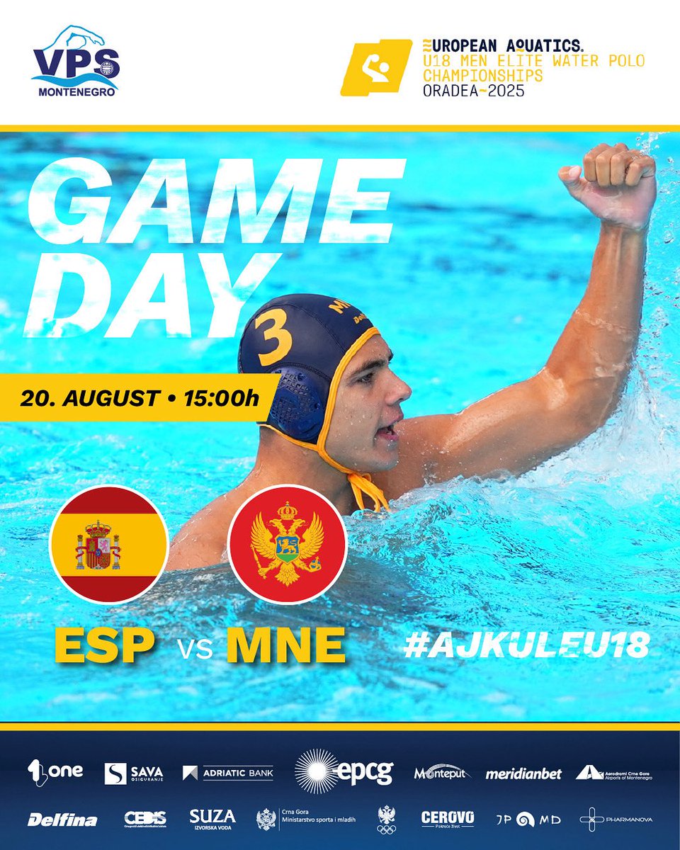 VPSCG's tweet photo. 🔴🟡 GAME DAY 🔴🟡

Srećnoooo!🙌 

#ajkuleu18🦈🇲🇪 #U18EWPC #wpolomne🇲🇪 #vpscg #montenegro🇲🇪 https://t.co/ZAFLQtrGeB
