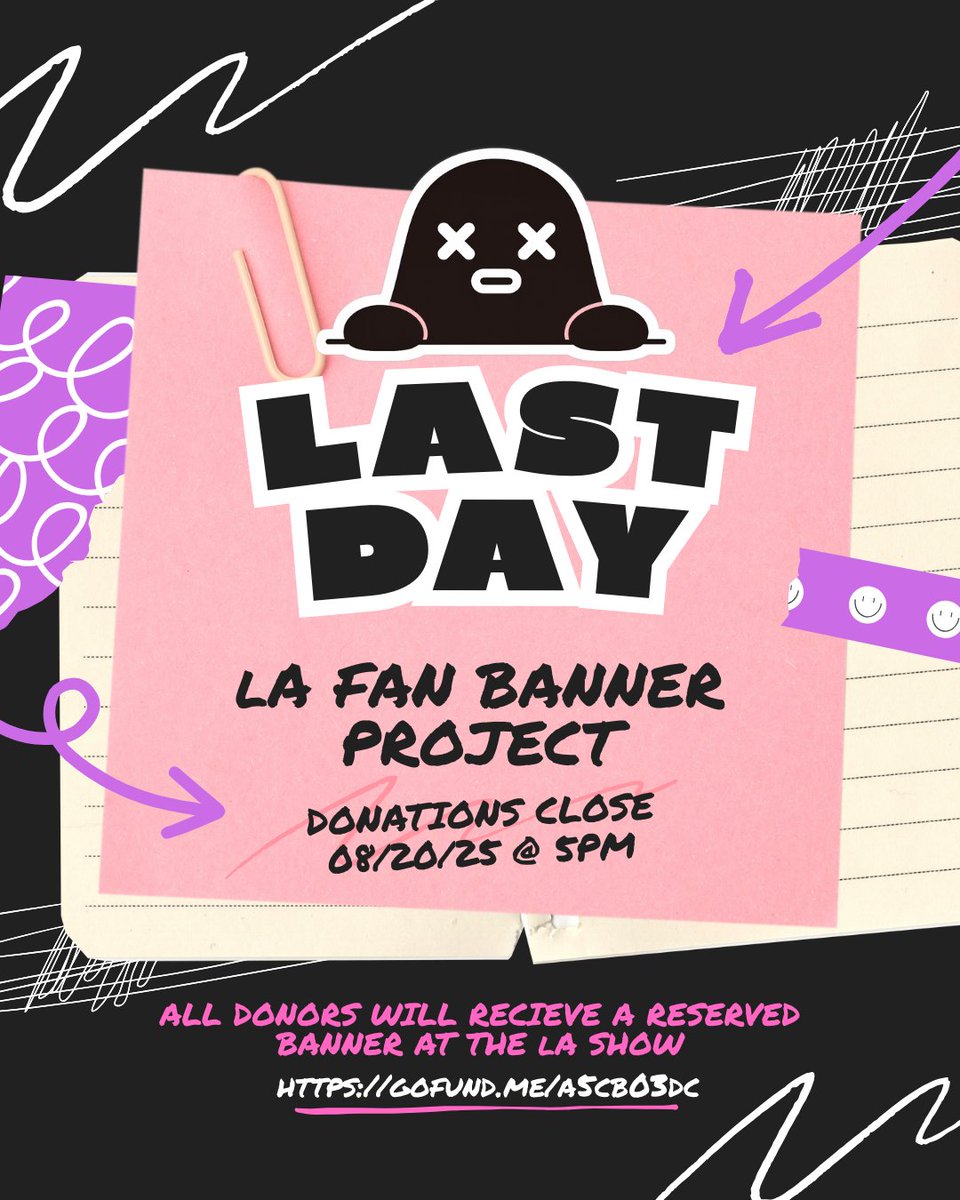 NFlyingLA's tweet image. Tomorrow is the FINAL chance to donate to the LA Fan Banner Project
✨ All donors &amp;amp; volunteers will have a reserved banner at the box office under their name.
✨ Limited extras = first come, first serve!
Donate here: gofund.me/a5cB03Dc
#NFlying #NFia #NFlyingLA #엔플라잉