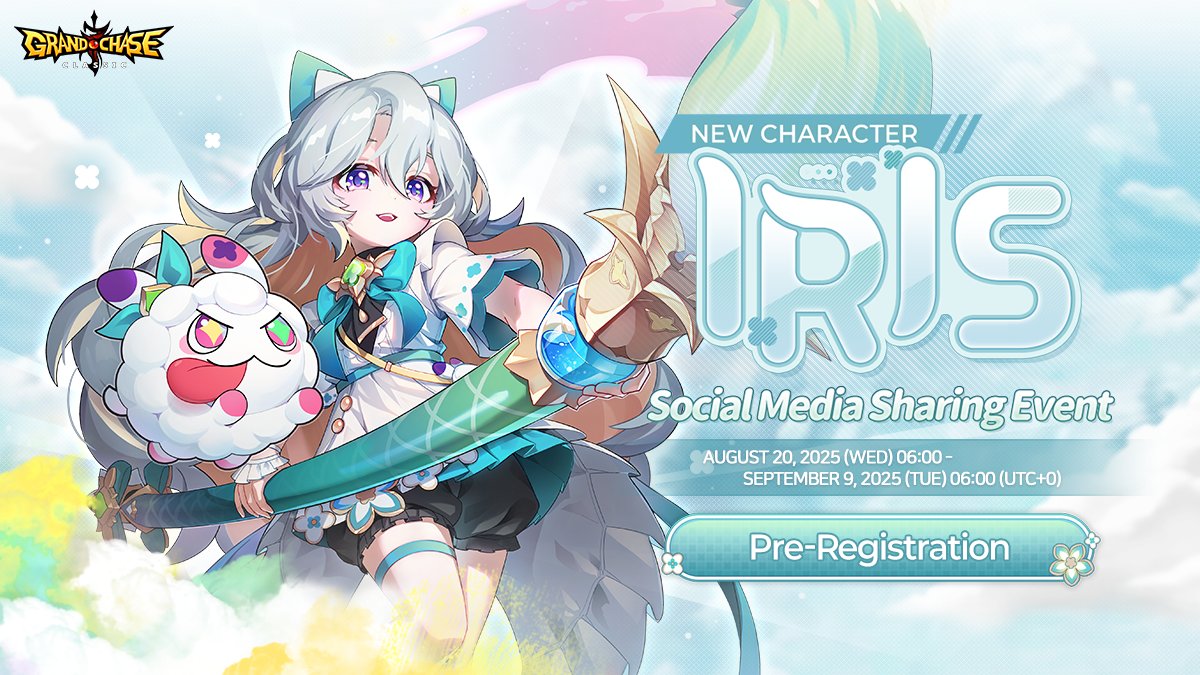 GrandChase's tweet image. New character Iris pre-registration is live!

⭐ Follow @GrandChaseClassic and share this post using #IrisArrivesToGrandChase for a chance to win prizes.

🎁 30 winners will be selected to receive 10x Seal Breaker Scrolls after pre-registration has ended.

📓 Pre-register by…