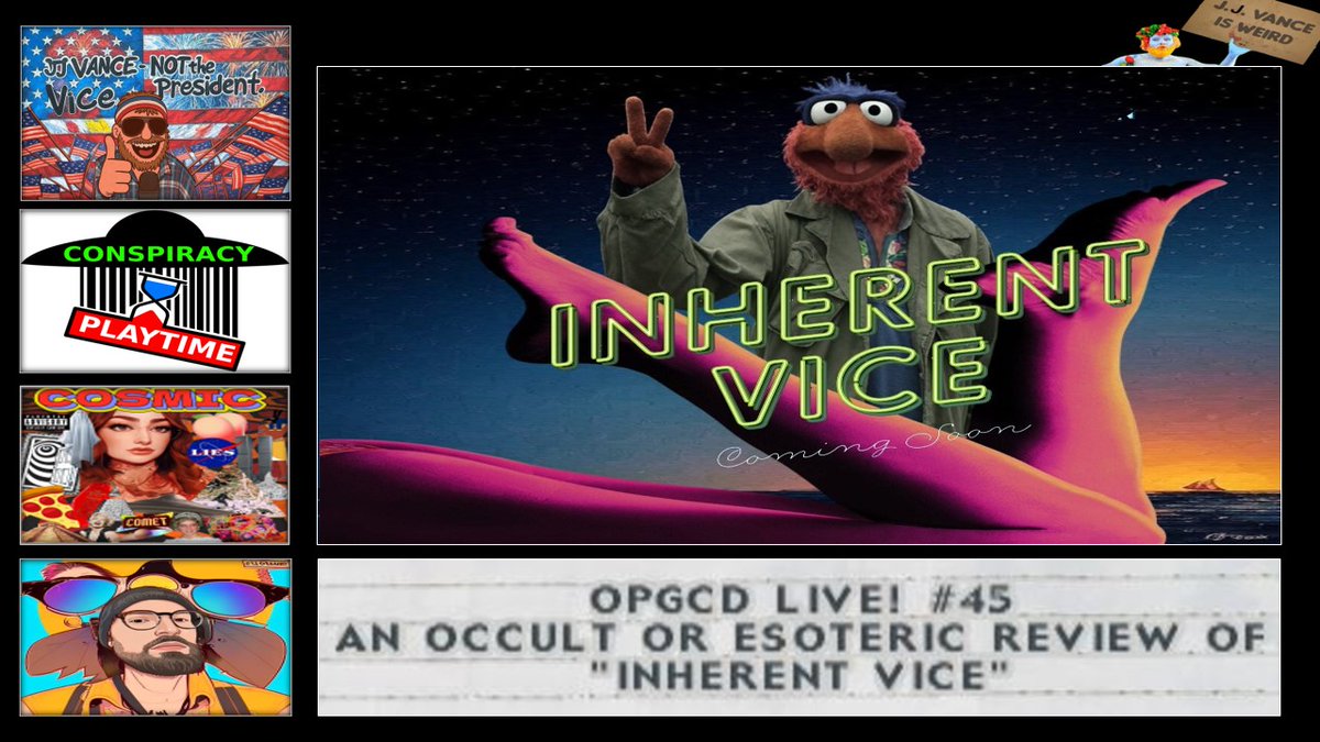 JJ Vance (@operationgcd) on Twitter photo Join me tonight at 915pm EST for OpGCD Live!
An Occult and/or Esoteric Review of "Inherent Vice"!
w/<a href="/theatrethugawp/">Austin Wade Picard</a> <a href="/Conspiracy_Play/">ColbyDennis</a> & Julia the Cosmic Peach!
Tonight at 915pm EST!
linktr.ee/operationgcd Join me tonight at 915pm EST for OpGCD Live!
An Occult and/or Esoteric Review of "Inherent Vice"!
w/<a href="/theatrethugawp/">Austin Wade Picard</a> <a href="/Conspiracy_Play/">ColbyDennis</a> & Julia the Cosmic Peach!
Tonight at 915pm EST!
linktr.ee/operationgcd