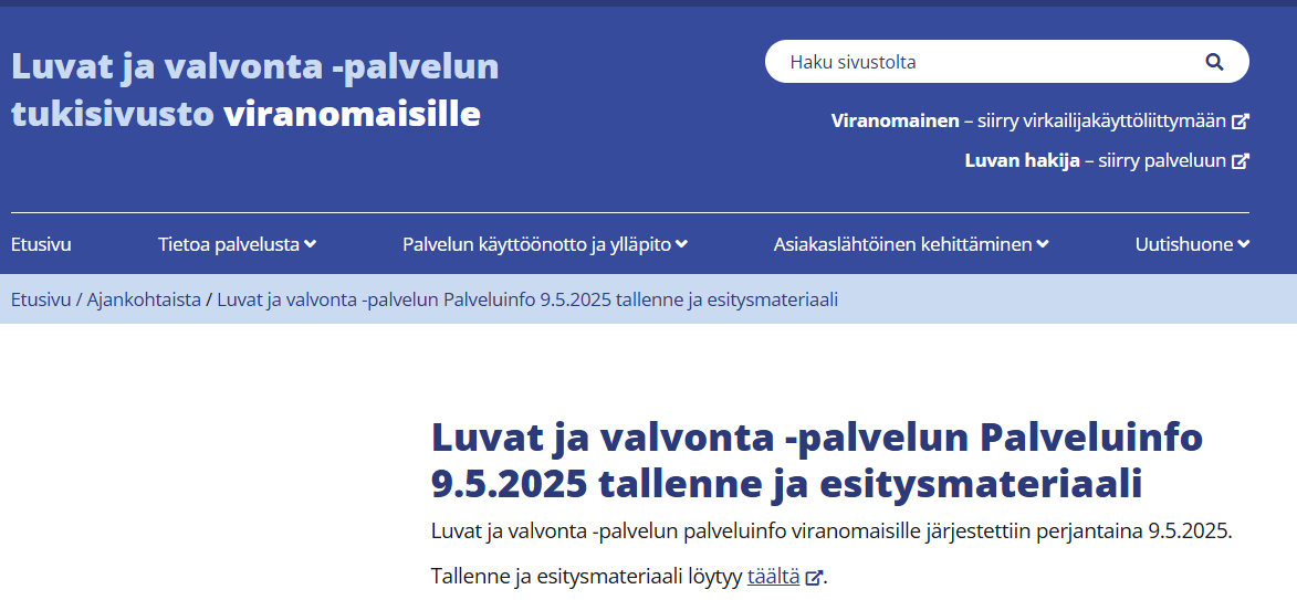 Toukokuun Luvat ja valvonta -palvelun infon tallenne ja esitysmateriaali on julkaistu #yksiluukku #digiluvat  Lue lisää täältä 👉luvatjavalvonta.fi/ajankohtaista/…