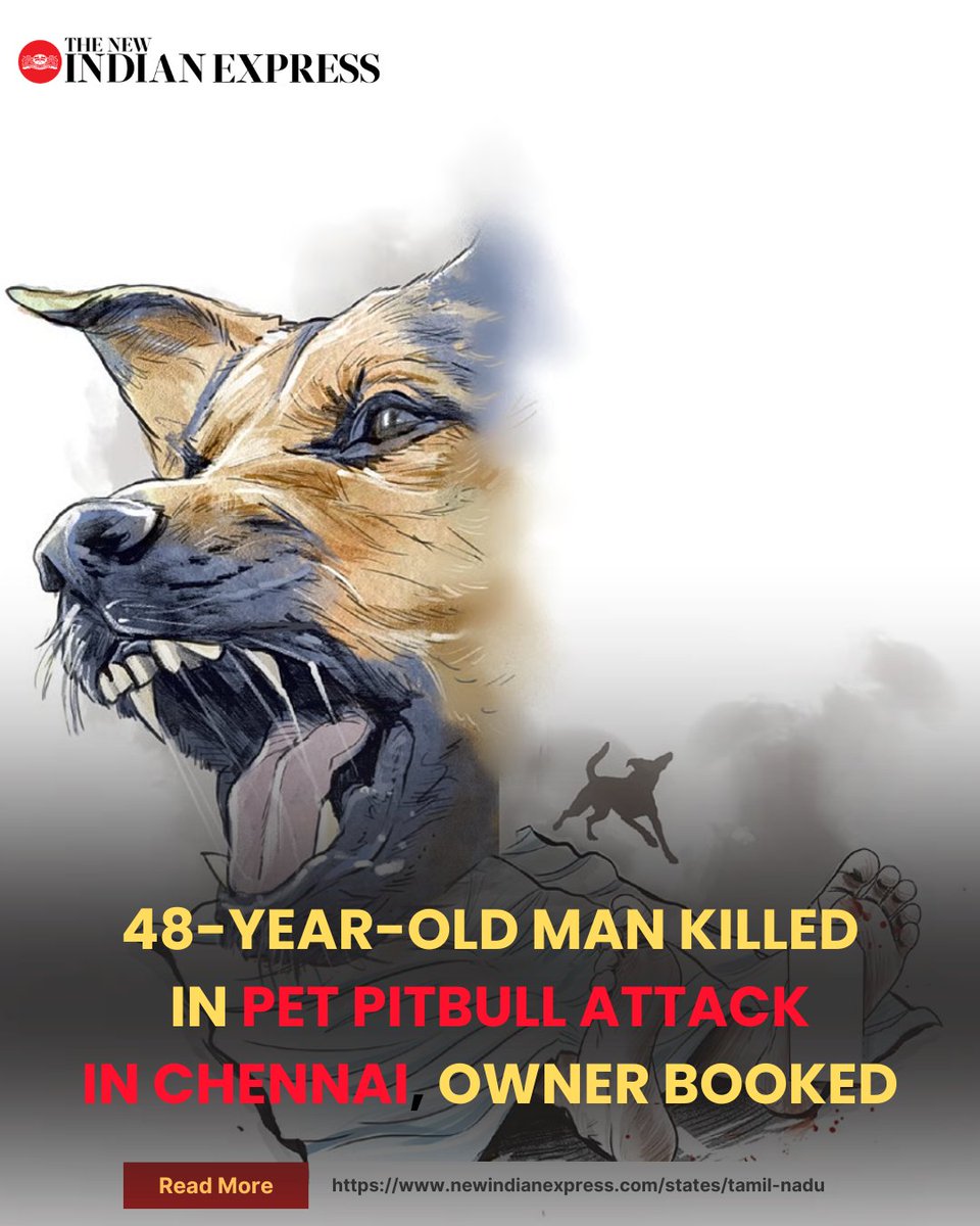 A 48-year-old man died within half an hour of being mauled by a pet pitbull at #KumaranNagar near #Chennai's #Jafferkhanpet. The dog’s owner, who also sustained injuries to her hand and leg while trying to restrain the dog, is undergoing treatment at a government hospital. She