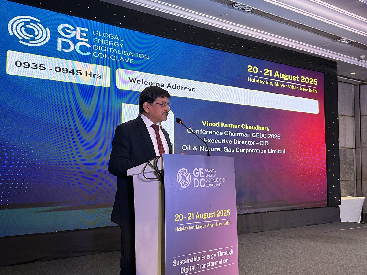 gedcevent's tweet photo. The Welcome Address at #GEDC2025 delivered by Vinod Kumar Chaudhary, Conference Chairman – GEDC 2025 & Executive Director – CIO, @ONGC_.
His inspiring words set the tone for a global exchange of knowledge, innovation, and collaboration.
#GEDC2025 #welcomeAddress https://t.co/MmCTpGgiYv