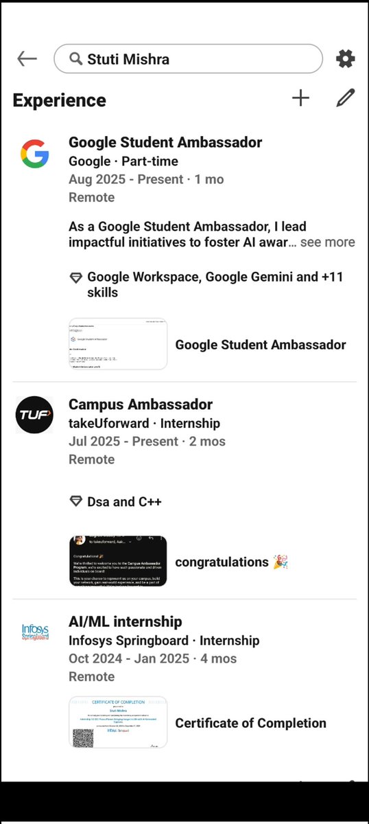 😊🏆Grateful &amp; motivated!
✅ 205K+ impressions
✅ 84K+ members reached
Milestones this month:
💻 Hosted DSA &amp; CP Kickstart Session
🏆 Completed OOP
🎉 Google Student Ambassador
🚀 Campus Ambassador tuf
🤖 Ex-AI/ML Intern @ Infosys
It’s truly motivating to see that my content🙌