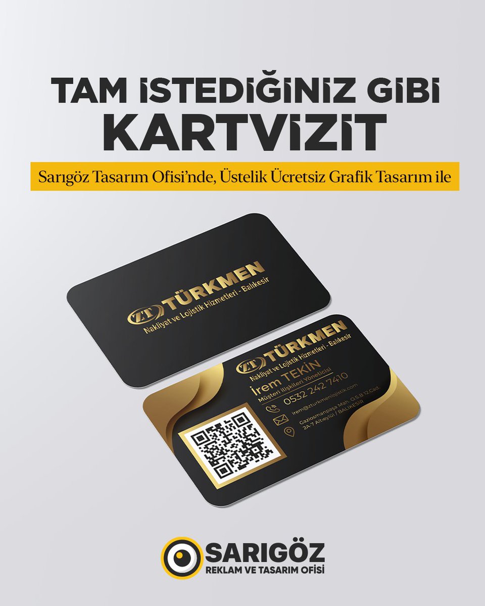 ✨ Tam İstediğiniz Gibi Kartvizit!
Sarıgöz Tasarım Ofisi'nde, hayalinizdeki kartvizitleri gerçeğe dönüştürüyoruz.
Üstelik ücretsiz grafik tasarım desteği ile! 
📞 İletişim: 0530 450 16 01
🌐 sarigoztasarim.com
Hayal edin, biz tasarlayalım. 

#SarıgözTasarımOfisi #Kartvizit