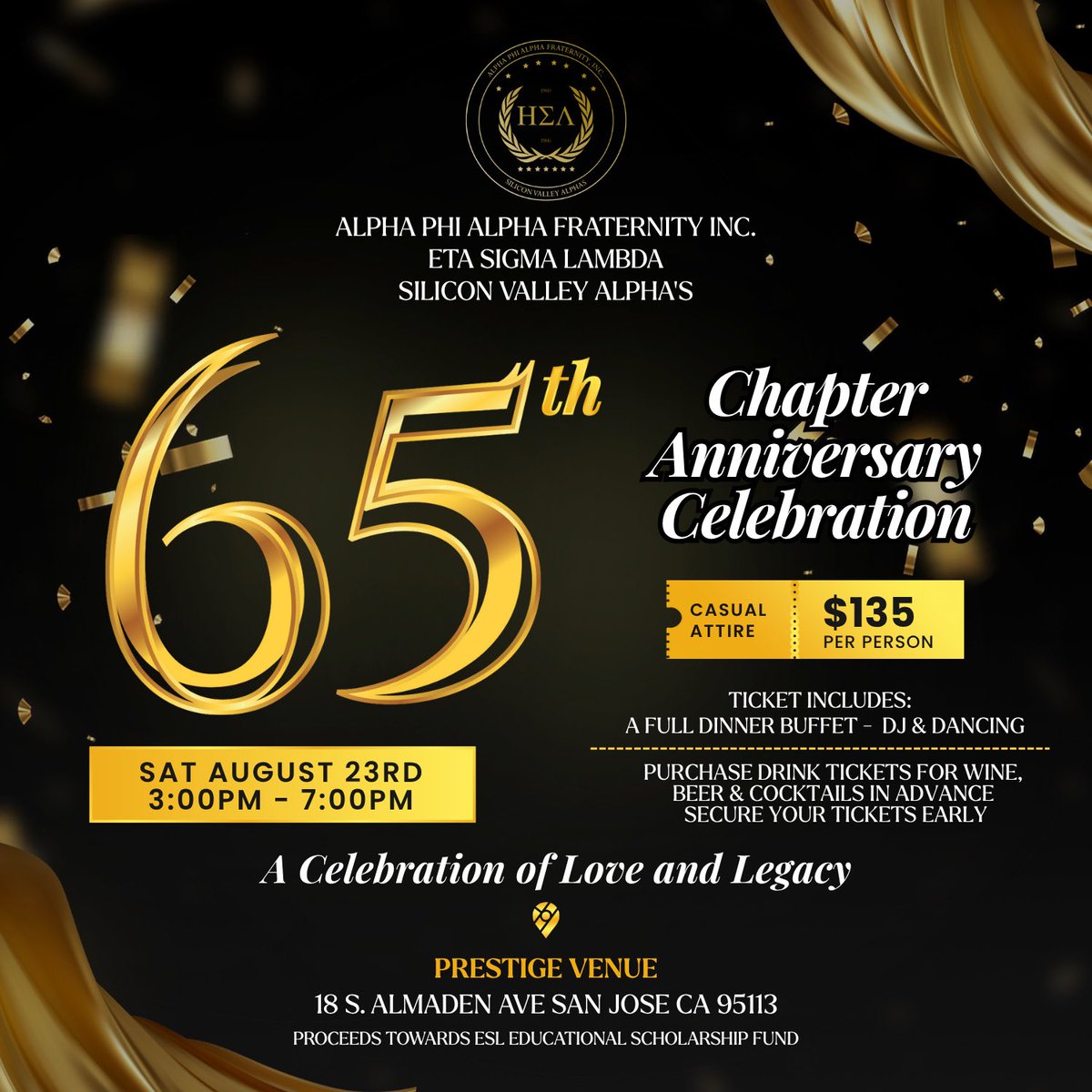 sf_alphas's tweet image. Come and enjoy The Eta Sigma Lambda Chapter of Alpha Phi Alpha Fraternity, Inc. 65th Chapter Anniversary Celebration at The Prestige Venue on Saturday, August 23rd. Click the link below to come and celebrate with ICE! 🤙🏾❄️🤙🏾

zeffy.com/en-US/ticketin…