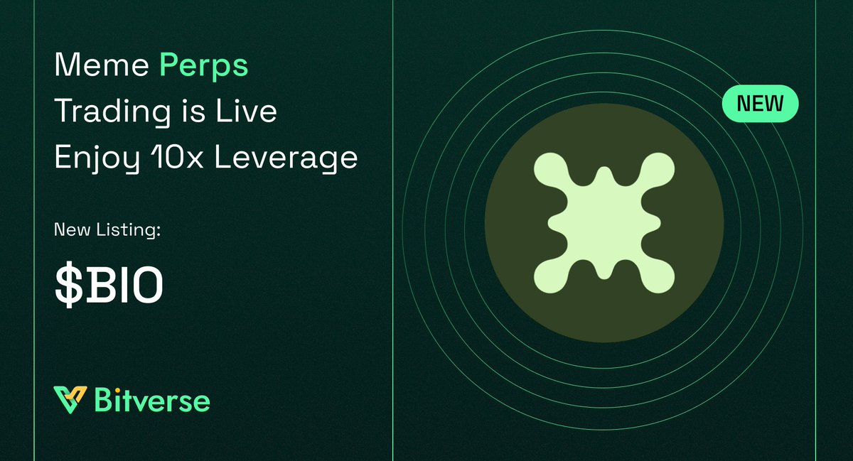 Bitverse : Super On-Chain Dex (@bitverseapp) on Twitter photo 📢 New Listing on Bitverse DEX 📢
$BIO is now live — power the future of science with <a href="/BioProtocol/">Bio Protocol</a> 🔬✨
🔸 Spot & 10x Perpetuals now available
🔸 Supports $USDT / $SOL / $ETH trading
🔸 Decentralized Science (DeSci) + AI innovation
🔸 Secure, audited, zero gas & zero slippage 📢 New Listing on Bitverse DEX 📢
$BIO is now live — power the future of science with <a href="/BioProtocol/">Bio Protocol</a> 🔬✨
🔸 Spot & 10x Perpetuals now available
🔸 Supports $USDT / $SOL / $ETH trading
🔸 Decentralized Science (DeSci) + AI innovation
🔸 Secure, audited, zero gas & zero slippage