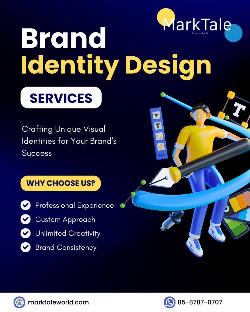 Marktale - Powered by Ai (@marktaleai) on Twitter photo Your brand isn’t just a logo—it’s an experience.
At Marktale World – Powered By AI, we craft identities that make your business unforgettable.
📩 marktaleworld@gmail.com
📞 08587870707
#BrandIdentityDesign #BusinessBranding #LogoDesignInspiration #StartupBranding Your brand isn’t just a logo—it’s an experience.
At Marktale World – Powered By AI, we craft identities that make your business unforgettable.
📩 marktaleworld@gmail.com
📞 08587870707
#BrandIdentityDesign #BusinessBranding #LogoDesignInspiration #StartupBranding