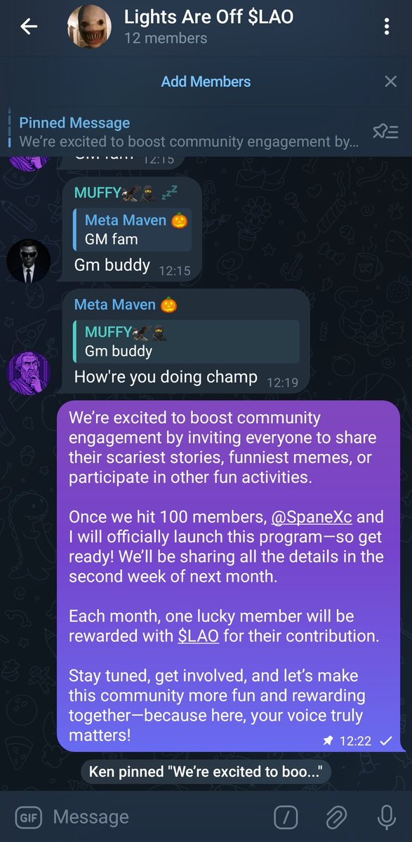 Stay tuned and invite your friends and family to join the $LAO community!

Once we hit 100 members on telegram, we’ll launch exciting programs with rewards.

Let’s grow together and make this community stronger than ever! 🚀👻

#LightAreOff #LAO 

t.me/+9AlUKSWn9cdiZ…