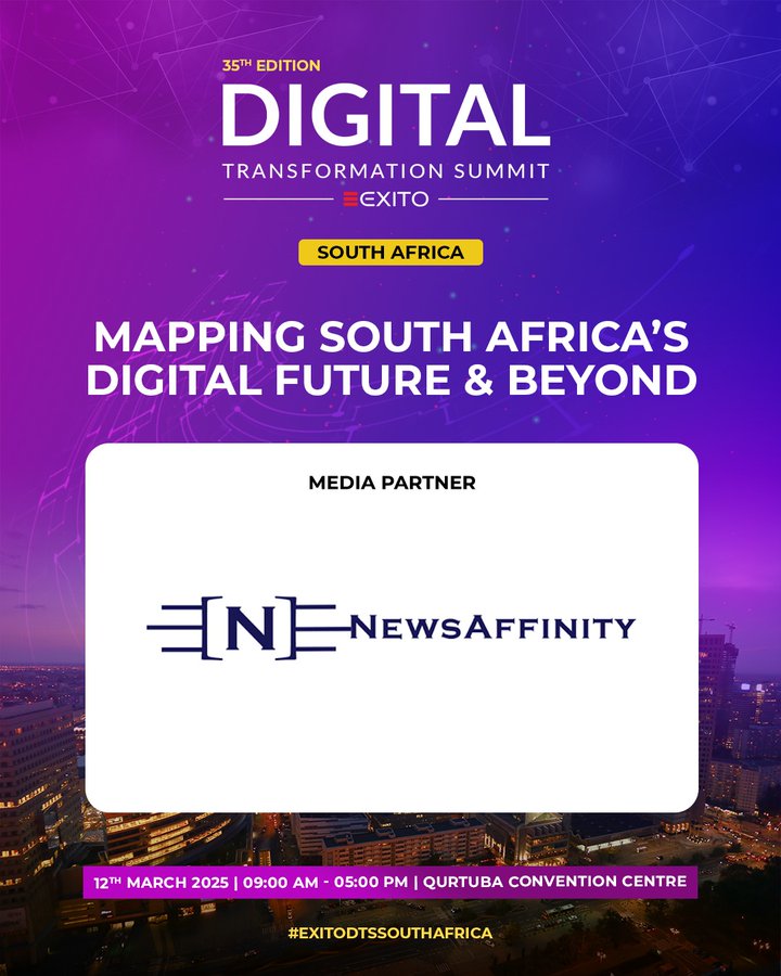 News affinity is now an Official Media Partner for the 35th Edition of the Digital Transformation Summit – South Africa! 🌍 📷

 Date: March 12, 2025  📷

📍 Venue: Qurtuba Convention Centre

#Partnership #Announcement #NewsAffinity