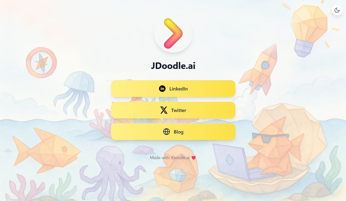 Where all the social media marketers at?

If you're still using third-party tools like link tree for your bio links. 

Why not build your own custom link hub in minutes with JDoodle AI ? 

You control the design, the branding, and the domain (pretty much everything). And the best