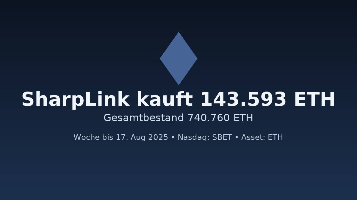 realkryptorevo's tweet image. SharpLink erhöht Ethereum-Bestand auf 740.760 ETH nach Zukauf von 143.593 ETH   #ETH #Ethereum #SharpLinkGaming 
kryptorevolution.de/sharplink-erho…