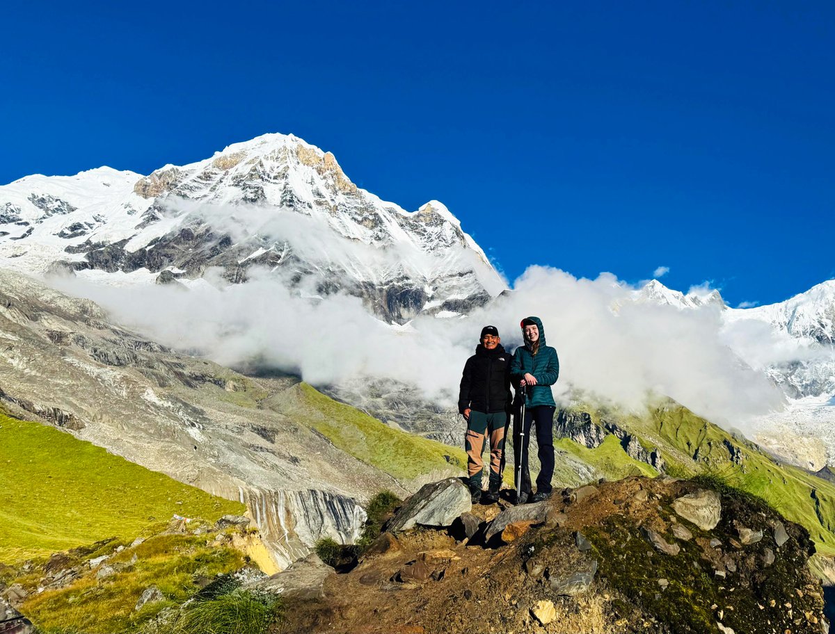 Namaste and Warm Greetings from Annapurna Base Camp, Nepal. 🙏

It's hard to describe the feeling of waking up to a morning like this! The endless blue sky stretched overhead, and the majestic white mountains stood tall, their snow-capped peaks glistening.

#Trek | #ABC | #Nepal