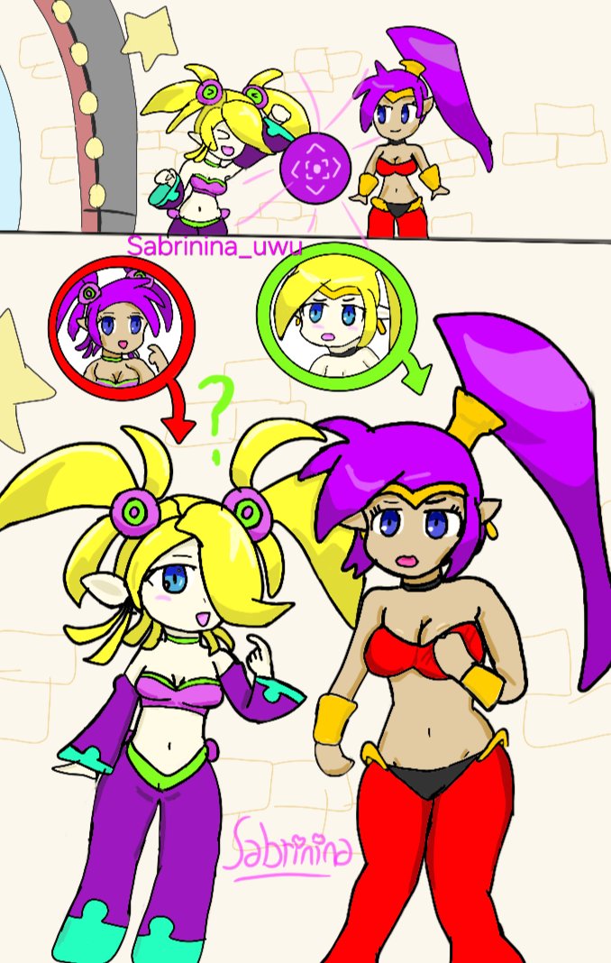 Sabrinina_uwu's tweet image. Shantae and Plink BODY SWAP. Half genie swap part 1.

Un fallo con la piedra de fusión causa que Shantae y Plink cambien cuerpos.

An error with the fusion stone causes Shantae and Plink to switch bodies.

#shantae  #BodySwap #plink