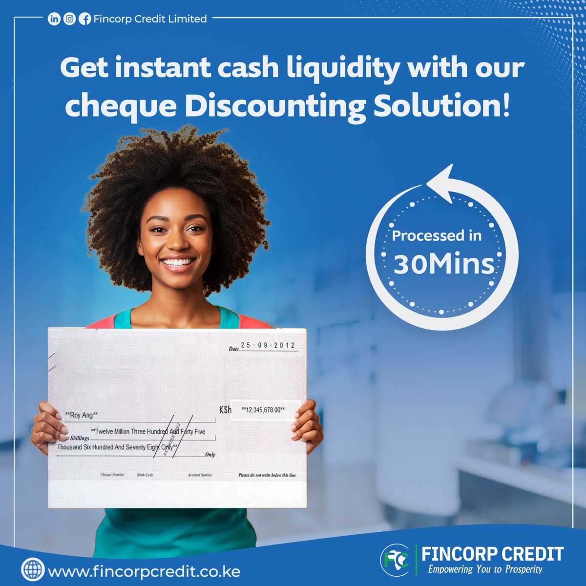 FinCorpCredit's tweet image. Get instant cash liquidity with our cheque discounting solution in just 30 minutes.

For more info call 0706355355

#chequediscounting
#tradefinance
#fincorpcredit