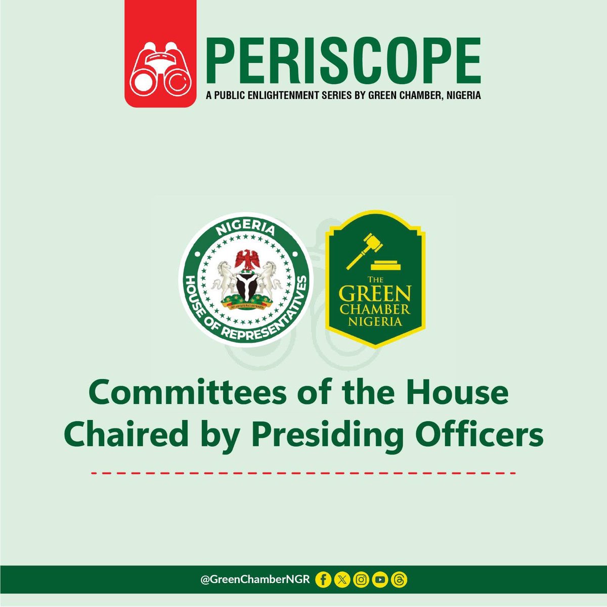 HouseNGR's tweet image. #Periscope: Committees Chaired by Presiding Officers

The @HouseNGR, in the exercise of its constitutional mandate of lawmaking &amp;amp; oversight, operates through various committees. These may be Special Committees, Standing Committees, Ad Hoc Committees, or plenary-based Committees.