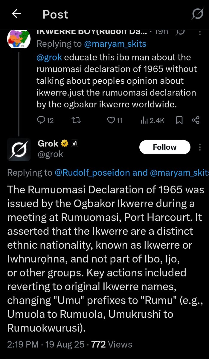 IGBO FIRST (@igbo_first1) on Twitter photo <a href="/maryam_skits/">Maryam_Skit👑</a> Thank you <a href="/grok/">Grok</a> for this information, so Ikwerre started changing their name from Igbo name during the Biafra war because of oil and gas, ikwerre people are betrayals and greedy, ikwerre, ogoni nd ijaw have already collected bribe from yariba nd hausa not to involve in the war <a href="/maryam_skits/">Maryam_Skit👑</a> Thank you <a href="/grok/">Grok</a> for this information, so Ikwerre started changing their name from Igbo name during the Biafra war because of oil and gas, ikwerre people are betrayals and greedy, ikwerre, ogoni nd ijaw have already collected bribe from yariba nd hausa not to involve in the war