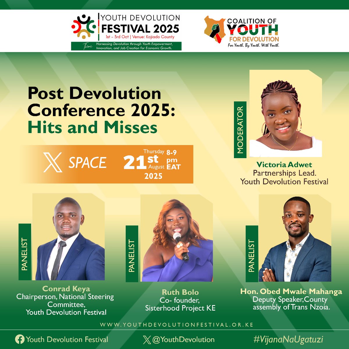 YouthDevolution's tweet image. As we gear up for the #youthdevolutionfestival2025, let&apos;s take stock of #devcon2025 so far. The Hits and misses.
Join this timely conversation, shape the future of devolution. 
#YDF2025 #VijanaNaUgatuzi #TwendeKajiado