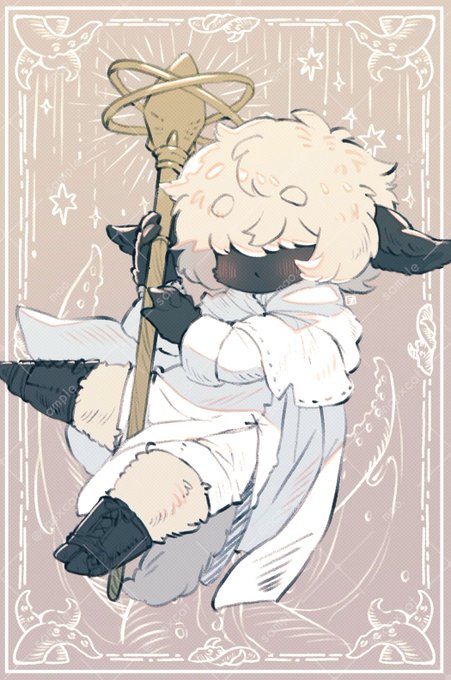 #お宅の創作キャラクターに目隠れっ子がおられましたら是非ご紹介下さい
目隠れショタ羊くん(ヒーラー)がおりましてぇ… 