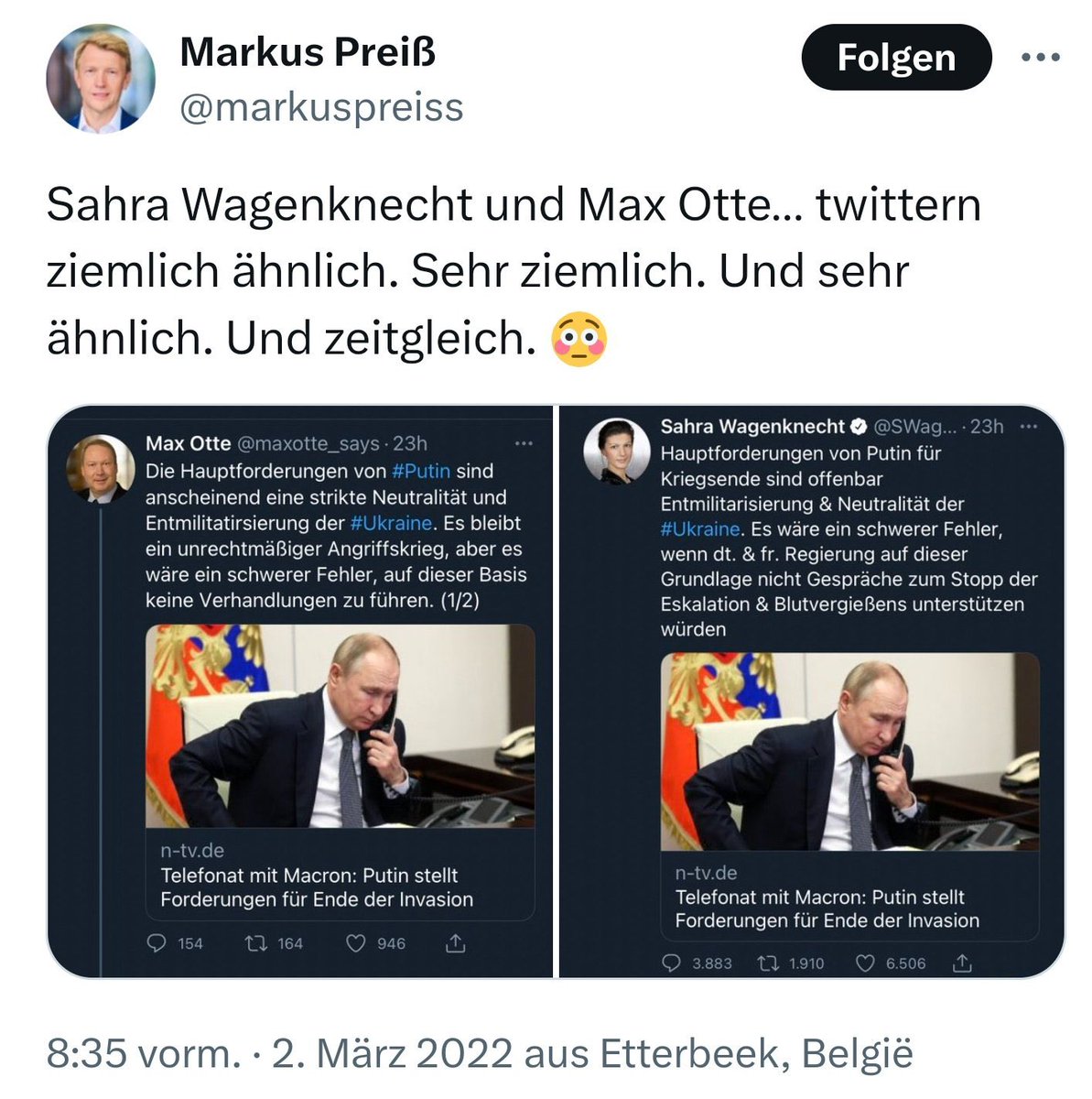 <a href="/Strien9/">HC Strien</a> Ich vermute eher, der FSB Unteroffizier hat es vergurkt, dank Alaska in Zeitnot nur die Bilder ausgetauscht und der FSB Führungsoffizier von Alina und Fabio hat’s durchgewunken weil kyrillisch seine Mutterschrift ist und er es in der Eile nicht gecheckt hat 

Siehe auch: