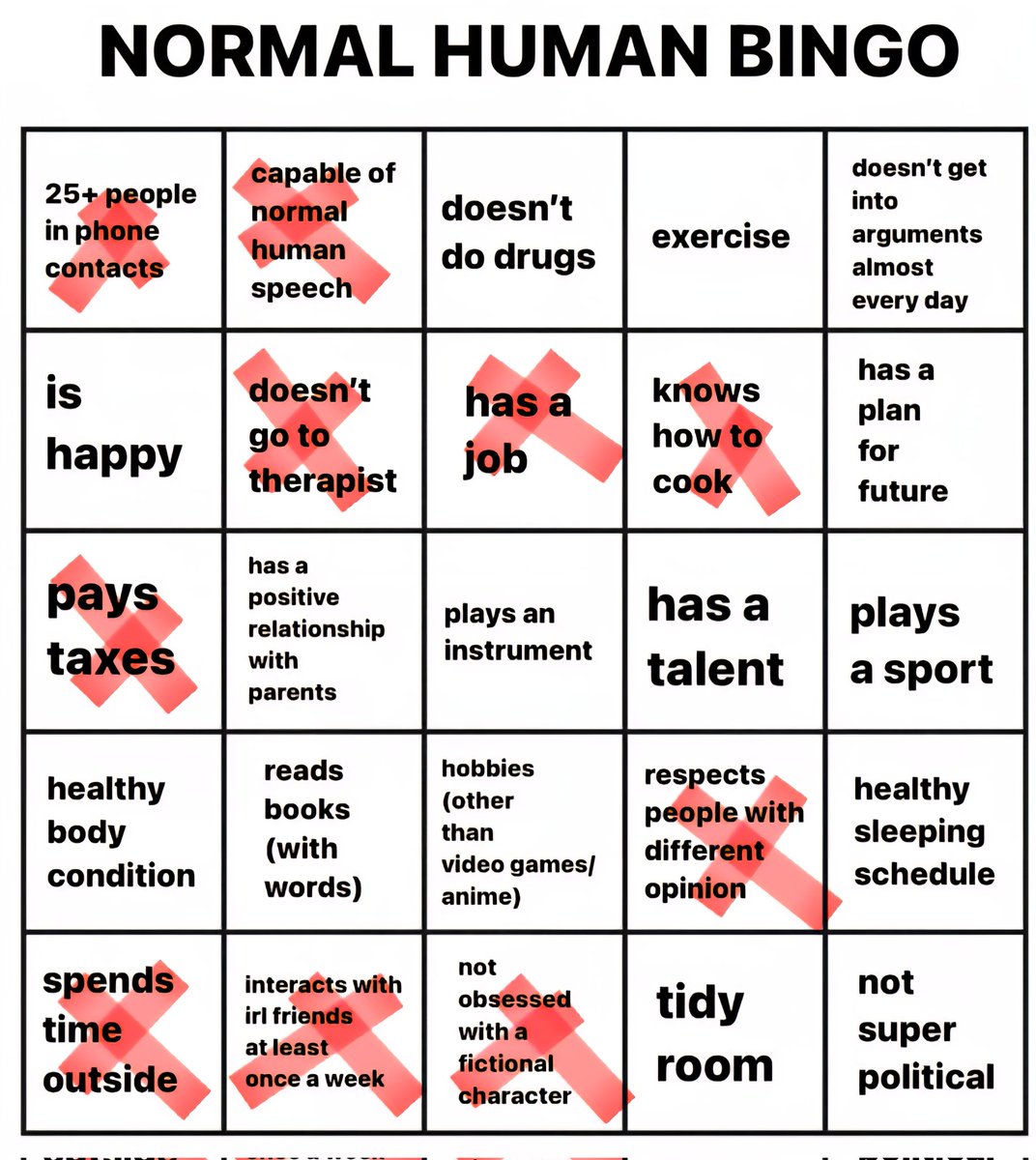 No bingo so I guess I'm not normal