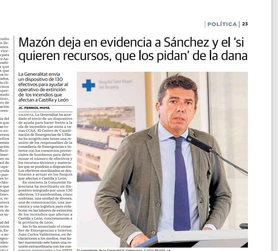 Alicia_Andujar's tweet image. Mazón vuelve a hacer el ridículo. 
Después de anunciar el envío de personal a los incendios forestales de León, @carlos_mazon_ se ha visto obligado a recular y frenar el envío de personal. 
Vuelve a demostrarse la improvisación y la falta de recursos propios de @GVAEmergencias .