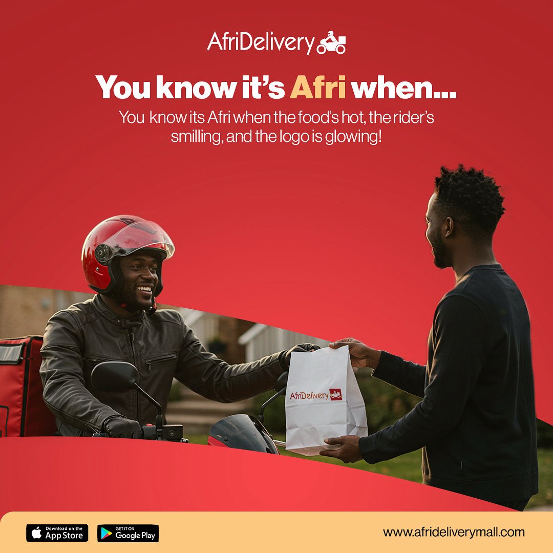 ✨ You know it’s Afri when the food’s hot, the rider’s smiling, and your cravings are met right on time! 🚴‍♂️🍔 Order now with AfriDelivery – fresh, fast, and always reliable. 💯
#AfriDelivery #FoodDelivery #AlwaysOnTime #FreshAndHot