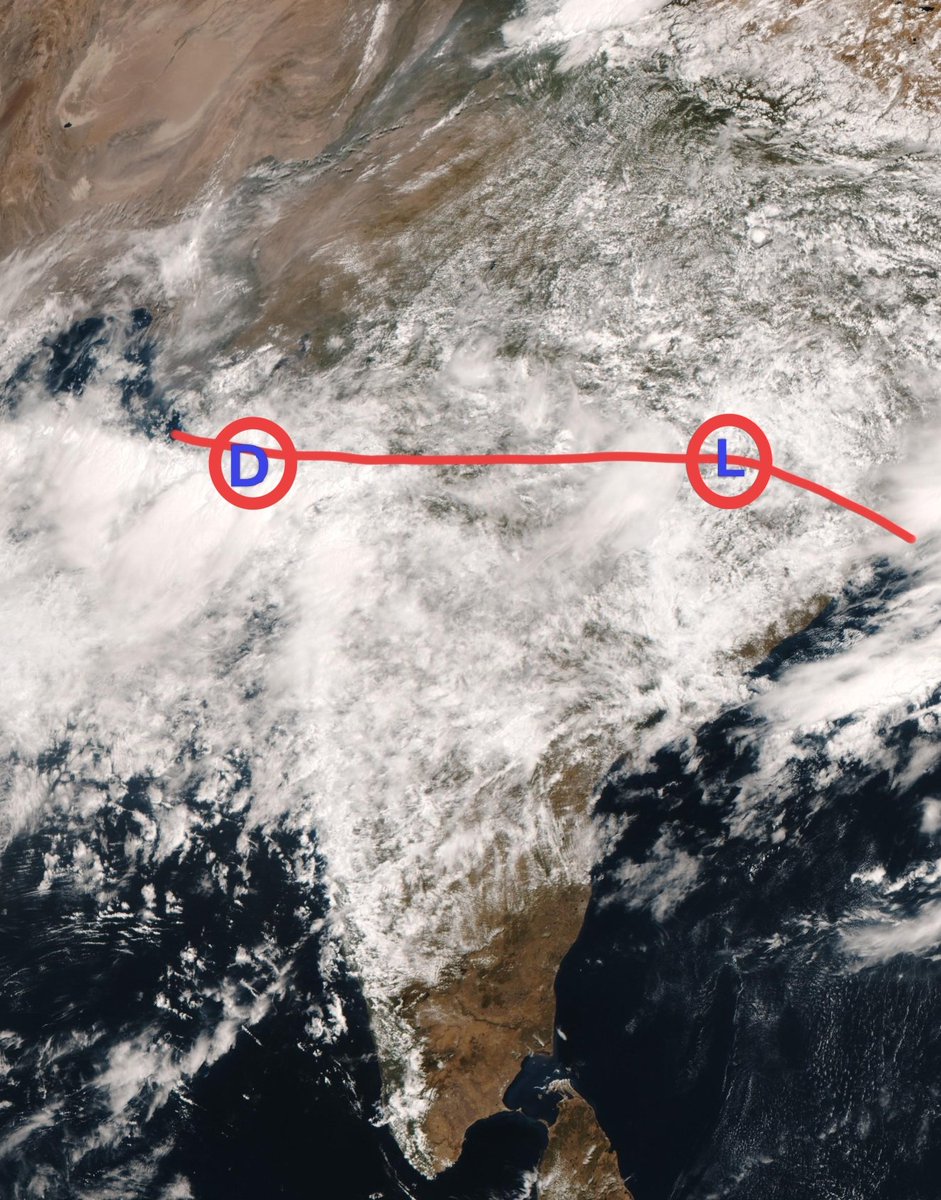 shetty_athreya's tweet photo. #SatCheck
As forecasted 2 weeks ago, Vortex that formed over north #Konkan yesterday now lies over south #Saurashtra adjoining north #ArabianSea, has deepened into a #Depression of 999 hPa and winds 45-50kmph.
Monsoon Axis passes south of normal position - thru this system, across core zone and thru LPA (remnants of Bay Depression) over east India.
