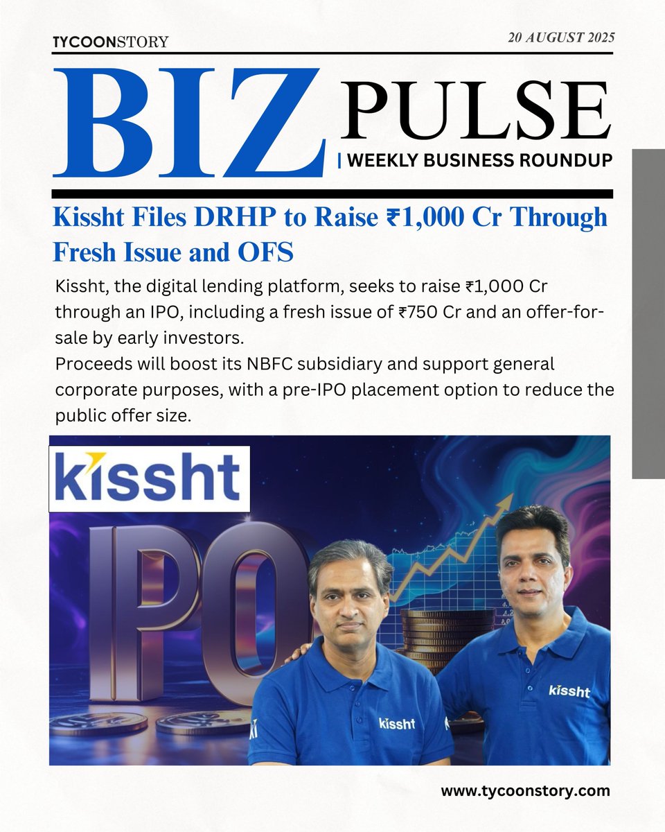 TycoonStoryCo's tweet image. Kissht Files for ₹1,000 Cr IPO!

Digital lending platform #kissht aims to raise ₹1,000 Cr through an IPO, including a fresh issue of ₹750 Cr and an offer-for-sale by early investors.

tycoonstory.com

#ipo #fintech #digitallending #indiatech #investmentopportunities
