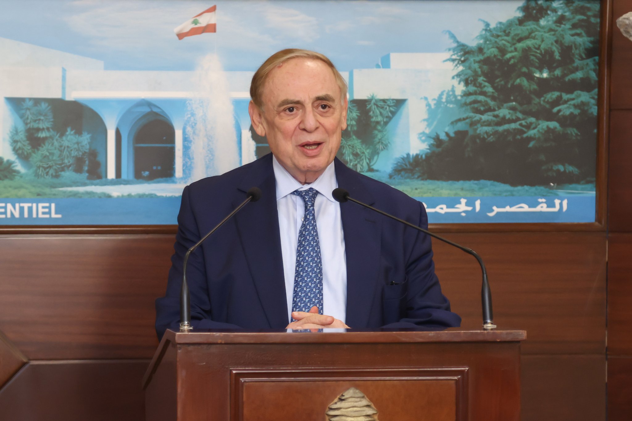 النائب فريد البستانين في قصر بعبدا (الرئاسة اللبنانية عبر إكس). 