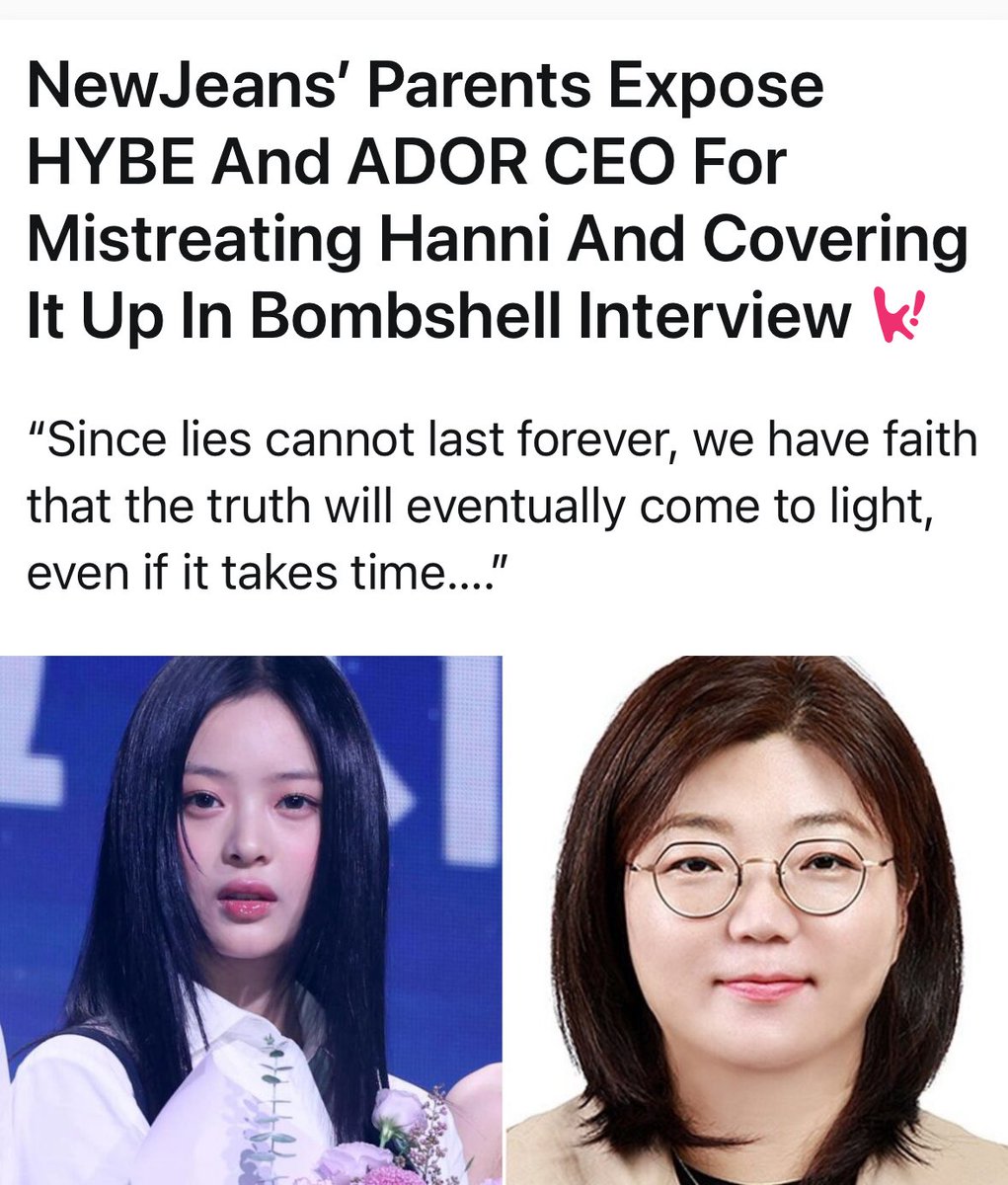 I guess they kicked out the old ceo because she played a major role in the lying against Hanni 

but Ador forgot that newjeans has evidence of the new ceo for not having plans for them so hybe really don’t know what they are doing 

A better chance of winning for newjeans