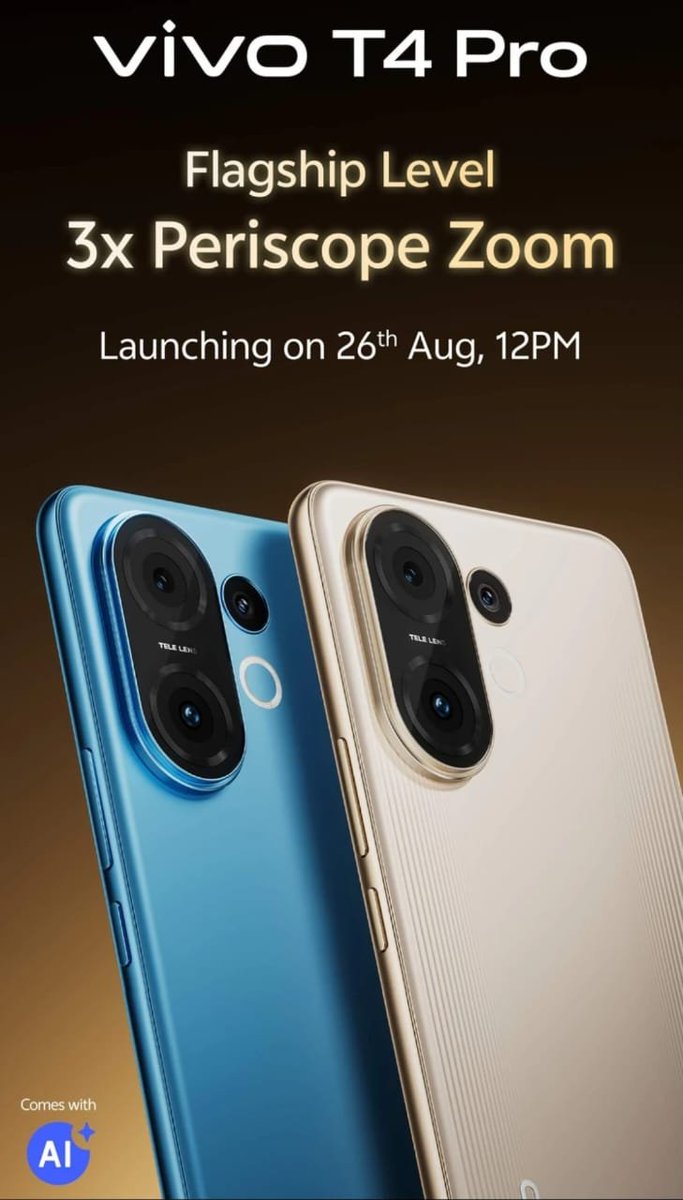 stufflistings's tweet photo. vivo T4 Pro launching on August 26th in India. https://t.co/KvdU9spoZT
