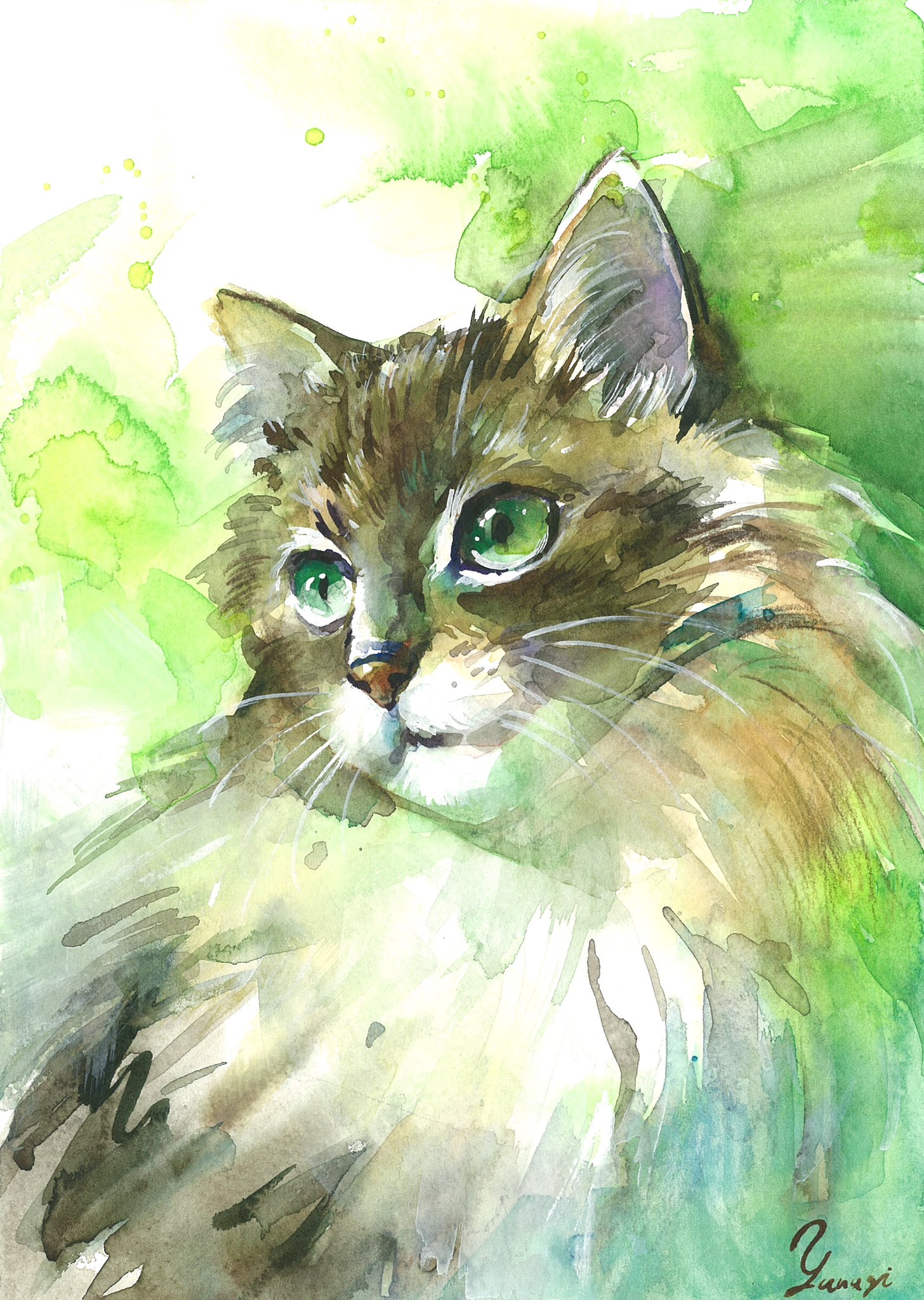 池や沼の生きもの　　水彩画 日常茶飯絵 【 日の丸掲げる岬】 #気仙沼