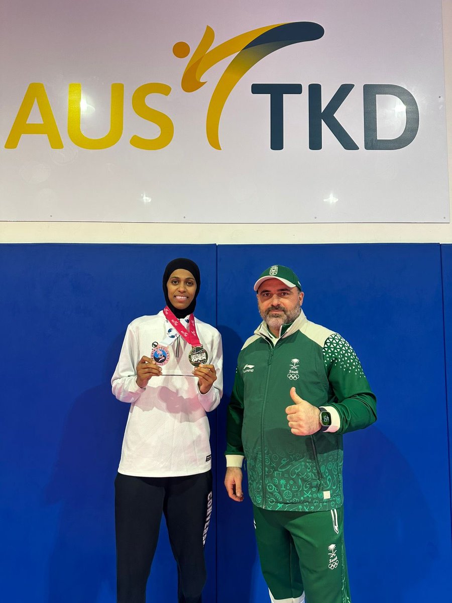 It is an honor to dedicate this achievement to my beloved country 🇸🇦, accomplished in Australia with:
🥈 Silver Medal – World Taekwondo President’s Cup – Oceania 2025 (G3)
🥇 Gold Medal – Australian Open Taekwondo Championships 2025 (G2)

Raising the Saudi flag high is my
