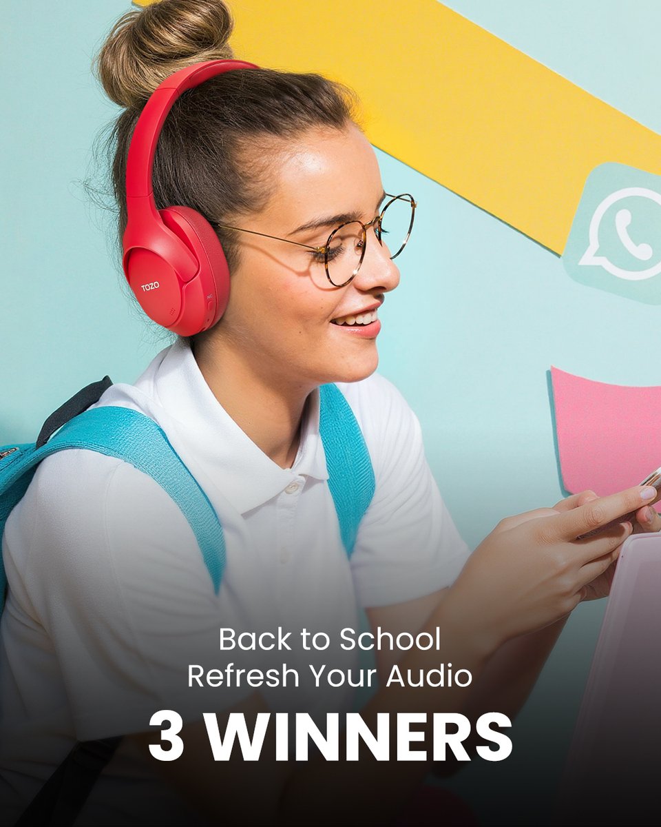 TOZO_OFFICIAL's tweet image. Giveaway Alert! Get ready to refresh your audio for the new school year! 🎒 

End up August 31, 2025

Prize List：
1. Headphone
2. $15 of TOZO NC9 Coupon

Enter:
1. Follow @TOZO_OFFICIAL.

2. Like this event post.

3. Comment and invite friends to Like. 

4. Share to get a coupon