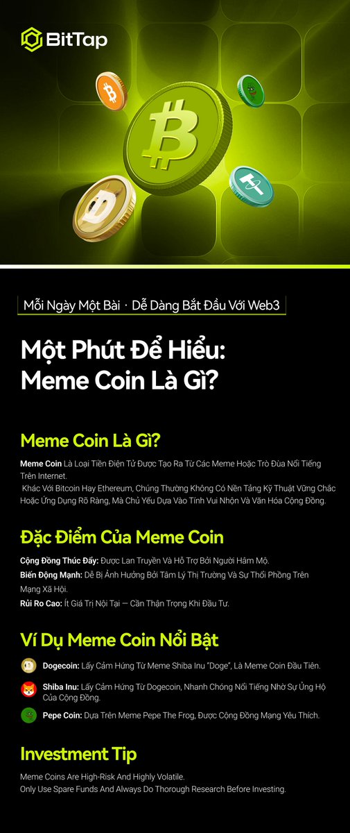 BitTapVN's tweet image. 📚 #BittapLớpHọc
🔸 Một hình ảnh giúp bạn hiểu Meme Coin là gì!
👇 Nhấn vào hình bên dưới để tìm hiểu thêm
#MemeCoin #Crypto #Bittap