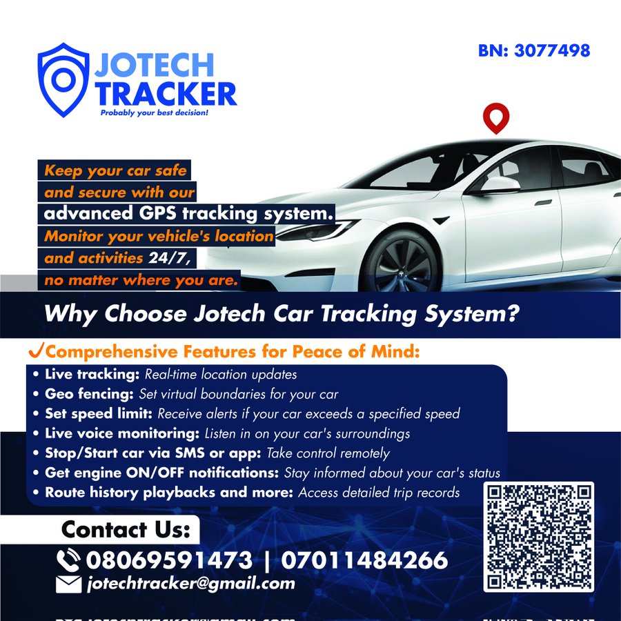 JotechTracking's tweet image. Don&apos;t wait until something bad happens.
Stay ahead, protect that car with our reliable gps car tracking device today.
☎08069591473