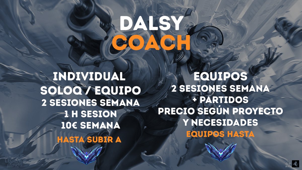 Hola.

Me estoy ofreciendo como coach para individuals y para equipos hasta diamante principalmente. Es remunerado. Si alguien quiere darle caña que me hable aquí o en discord: <a href="/zumitodedalsy/">dalsy🧃</a>