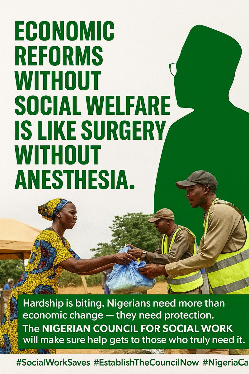 NGSocialWorkers's tweet photo. Tinubu’s reforms target economic revival, but growth needs strong social support. Establishing a Social Work Council will strengthen his Renewed Hope agenda.
@officialABAT
@NASoWnigeria1 
@SpeakerGbaja
@seunokin 
@channelstv $TAO
@renoomokri
#EstablishNigeriaSocialWorkCouncilNow https://t.co/xEHyaedToD
